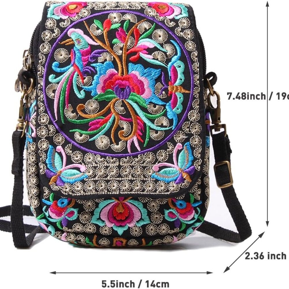Embroidered Cute Mini Crossbody Bag For Women Small Handbags Wristlet Wallet Bag View 3
